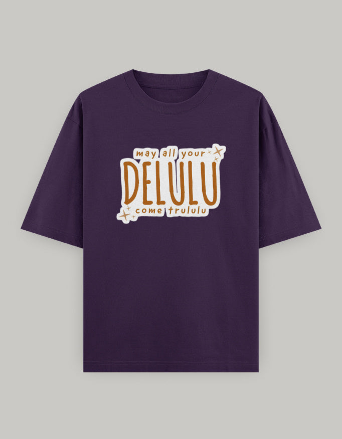 Delulu Manifestation Oversized Tee t-shirt oversized fit cotton fabric heavyweight fabric printed design detail view by HAViT Apparel