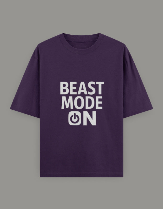 Bold Beast Mode Classic Oversize tee t-shirt oversized fit printed design detail view by HAViT Apparel