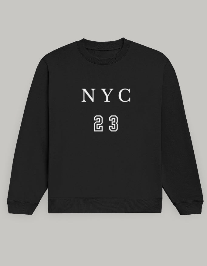 Men’s NYC23 Printed Sweatshirt sweatshirt regular fit cotton fabric heavyweight fabric graphic print printed design detail view by HAViT Apparel