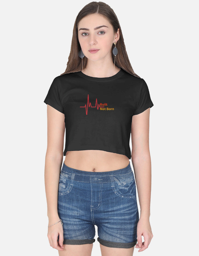 Built Not Born Crop Top cotton fabric heavyweight fabric detail view by HAViT Apparel