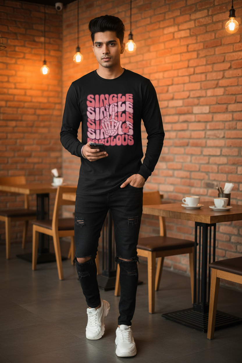 Single & Fabulous Graphic Full Sleeve T-Shirt