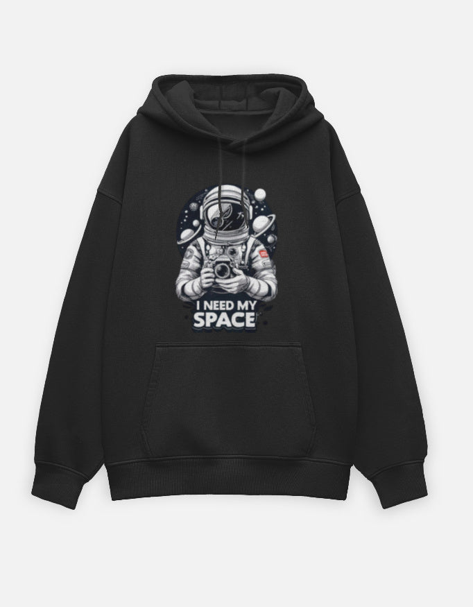 I Need My Space- Oversized Hoodie hoodie oversized fit cotton fabric heavyweight fabric detail view by HAViT Apparel
