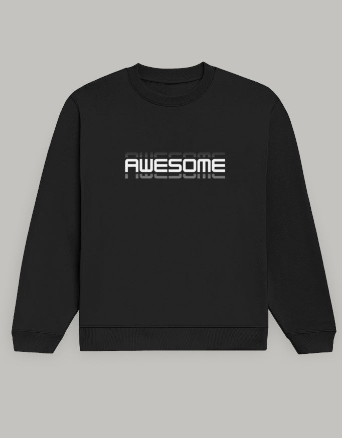 Men Regular Fit Sweatshirt – AWESOME Graphic sweatshirt regular fit cotton fabric heavyweight fabric graphic print printed design detail view by HAViT Apparel