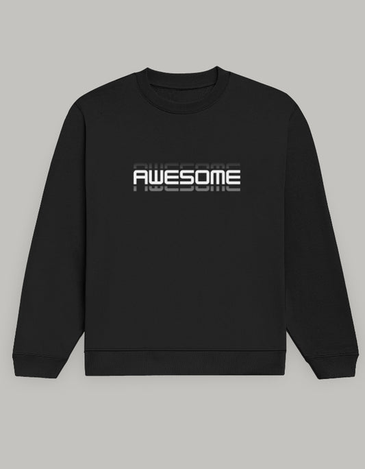 Men Regular Fit Sweatshirt – AWESOME Graphic sweatshirt regular fit cotton fabric heavyweight fabric graphic print printed design detail view by HAViT Apparel