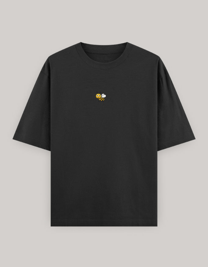 Sweet Sting Embroidered Oversized Women’s Tee t-shirt oversized fit cotton fabric heavyweight fabric embroidered design detail view by HAViT Apparel