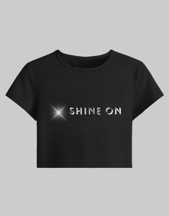 Shine On Baby Tee – Positive Vibes cotton fabric heavyweight fabric detail view by HAViT Apparel