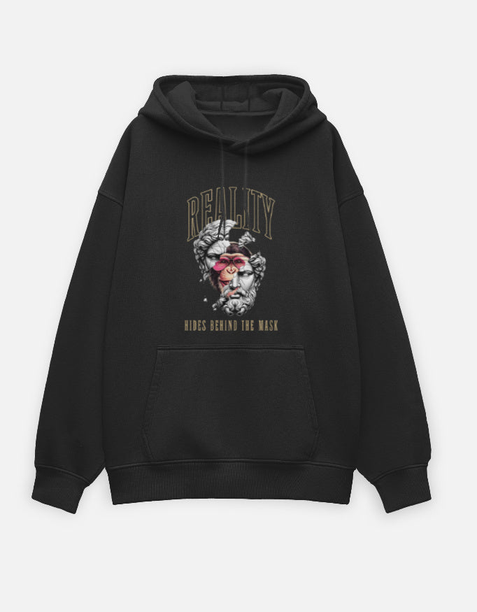 Reality- Oversized Hoodie hoodie oversized fit cotton fabric heavyweight fabric detail view by HAViT Apparel