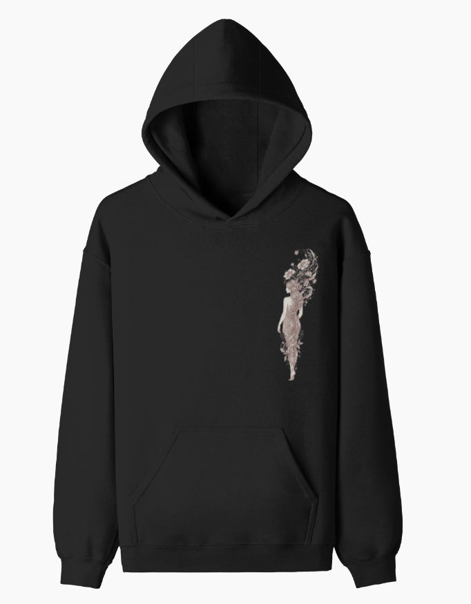 Floral Spirit- Pullover Hoodie hoodie regular fit cotton fabric heavyweight fabric detail view by HAViT Apparel
