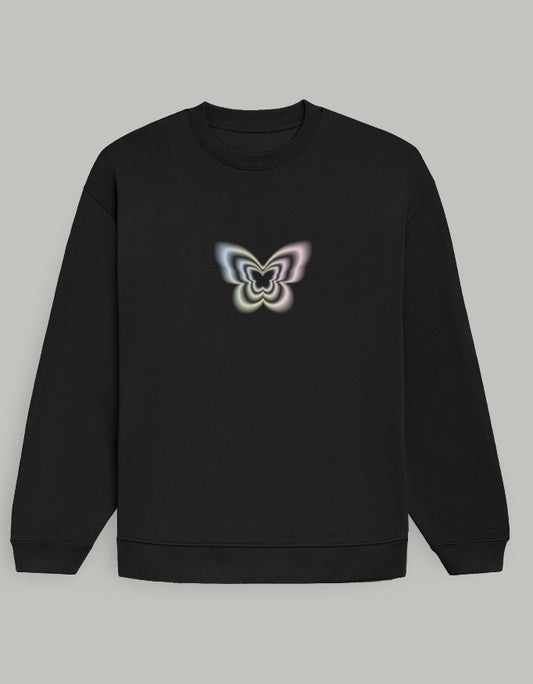 Soft Glow Butterfly Oversized Sweatshirt sweatshirt oversized fit cotton fabric heavyweight fabric printed design detail view by HAViT Apparel