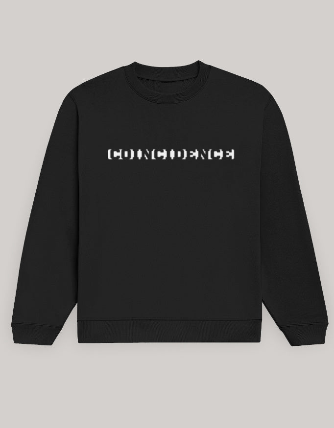 COINCIDENCE Graphic Men’s Sweatshirt-Dark Edition sweatshirt regular fit cotton fabric heavyweight fabric printed design detail view by HAViT Apparel
