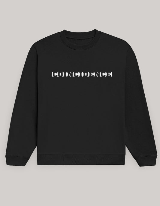 COINCIDENCE Graphic Men’s Sweatshirt-Dark Edition sweatshirt regular fit cotton fabric heavyweight fabric printed design detail view by HAViT Apparel