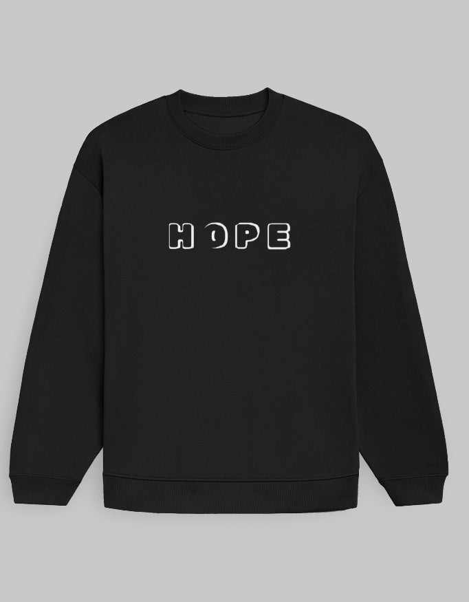 HOPE Graphic Women's Oversized Sweatshirt sweatshirt oversized fit cotton fabric heavyweight fabric printed design detail view by HAViT Apparel