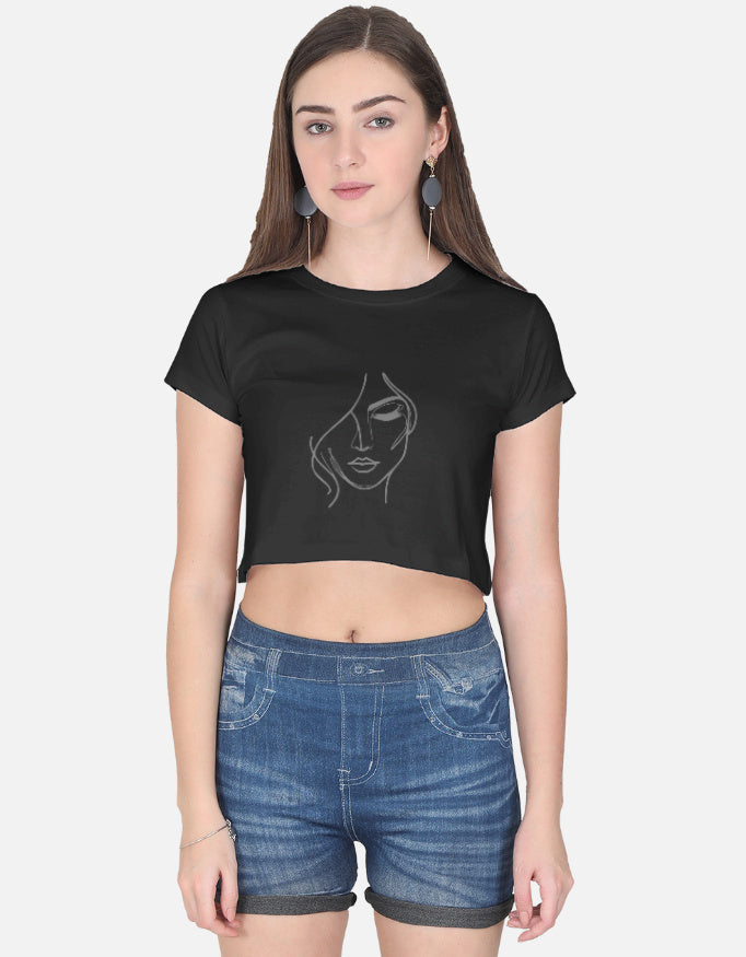 Minimal One-Line Face Crop Tee cotton fabric heavyweight fabric detail view by HAViT Apparel