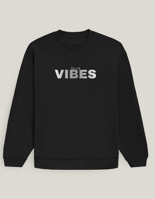 Good Vibes Oversized Men’s Sweatshirt sweatshirt oversized fit cotton fabric heavyweight fabric detail view by HAViT Apparel