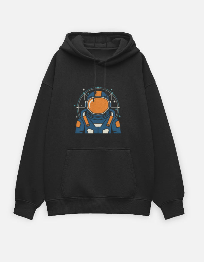Astronaut- Oversized Hoodie hoodie oversized fit cotton fabric heavyweight fabric detail view by HAViT Apparel