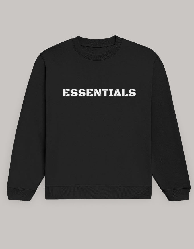 Men’s Bold Essentials Sweatshirt – Trendy Winter Essentials sweatshirt regular fit cotton fabric heavyweight fabric printed design detail view by HAViT Apparel