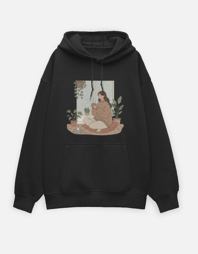 Warm Within Oversized Hoodie hoodie oversized fit cotton fabric heavyweight fabric detail view by HAViT Apparel