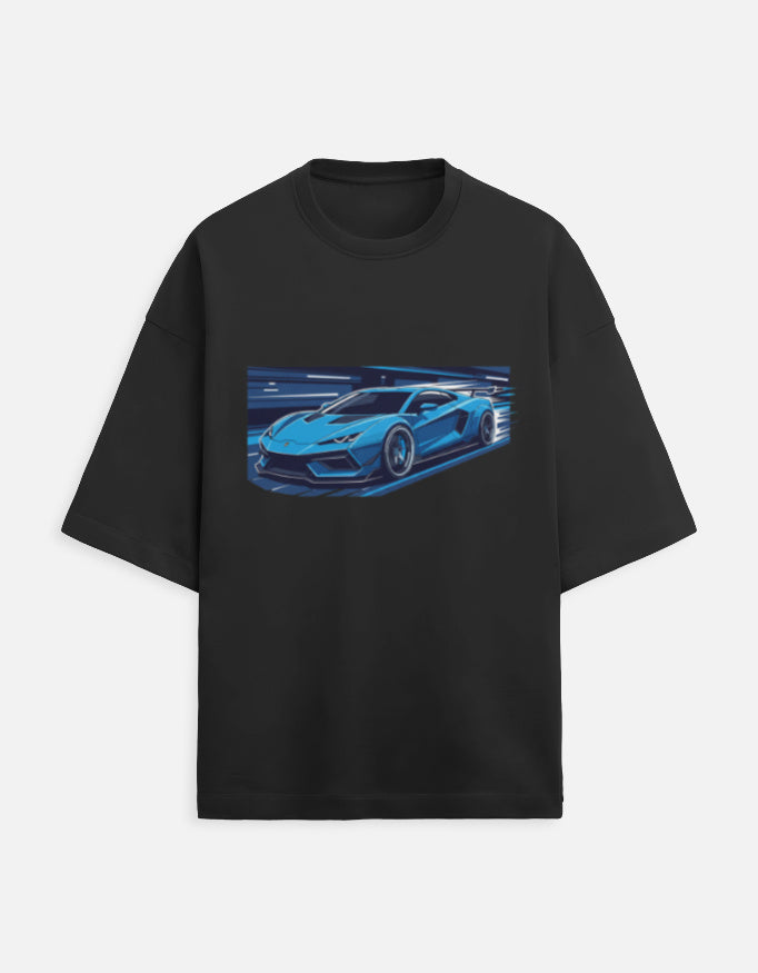 Neon Velocity Oversized Terry Tshirt oversized fit cotton fabric heavyweight fabric graphic print printed design detail view by HAViT Apparel