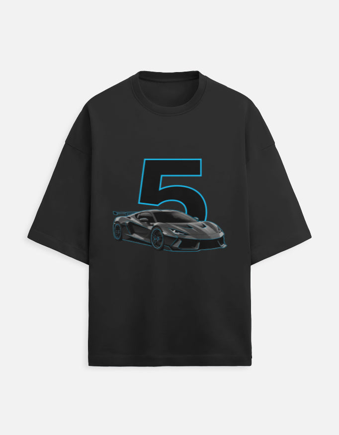 Street Racer 5 Oversized Terry Sweatshirt sweatshirt oversized fit cotton fabric heavyweight fabric graphic print detail view by HAViT Apparel