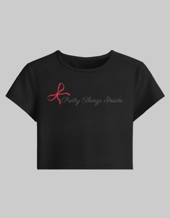 Pretty Things Baby Tee cotton fabric heavyweight fabric detail view by HAViT Apparel