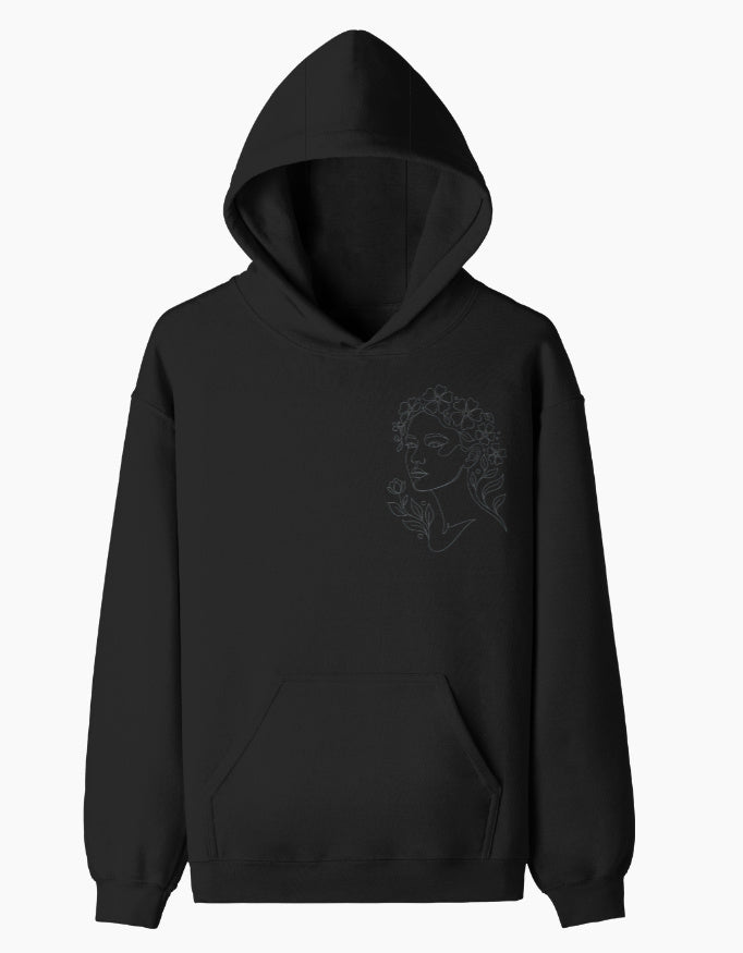 Blooming Thoughts Pullover Hoodie hoodie regular fit cotton fabric heavyweight fabric detail view by HAViT Apparel