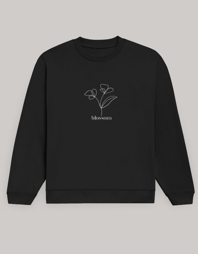 Women’s Regular Fit Sweatshirt with Blossom Floral Graphic sweatshirt regular fit cotton fabric heavyweight fabric printed design detail view by HAViT Apparel
