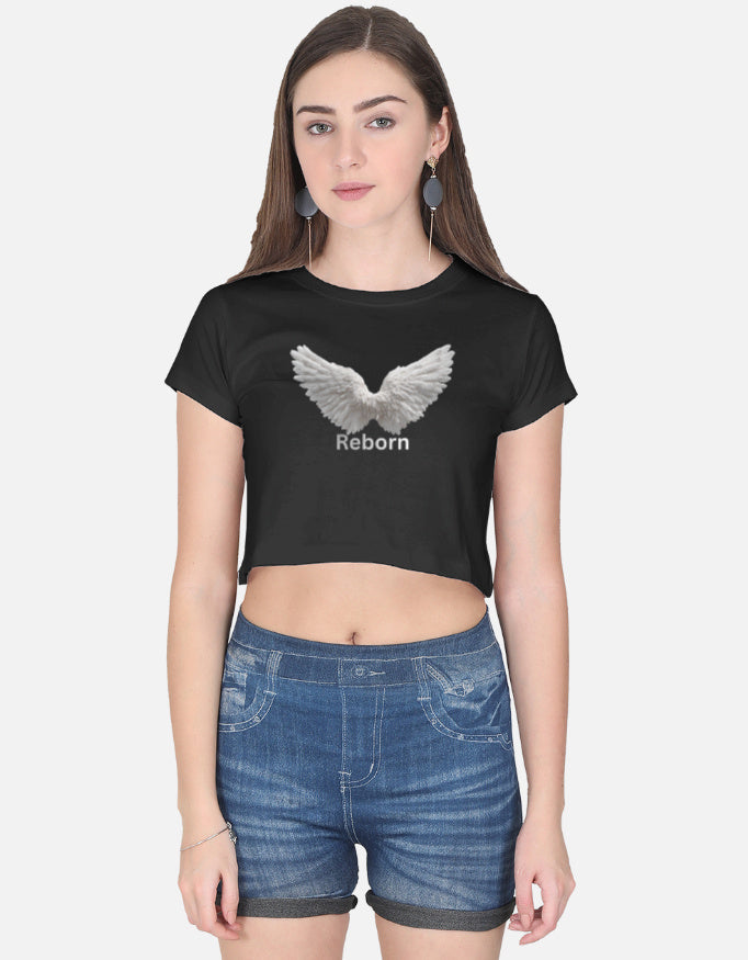 Reborn Angel Crop Top cotton fabric heavyweight fabric detail view by HAViT Apparel