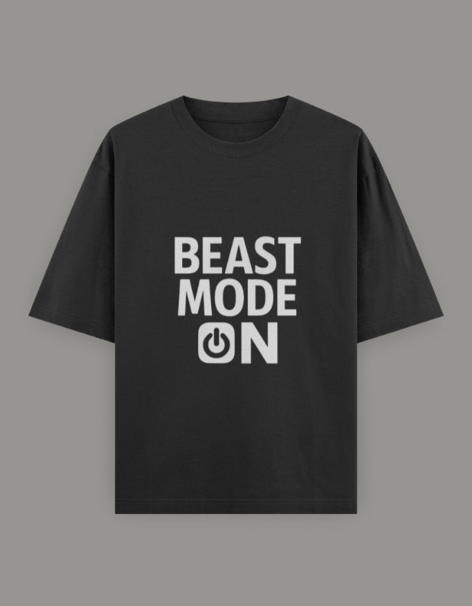 Bold Beast Mode Classic Oversize tee t-shirt oversized fit printed design detail view by HAViT Apparel