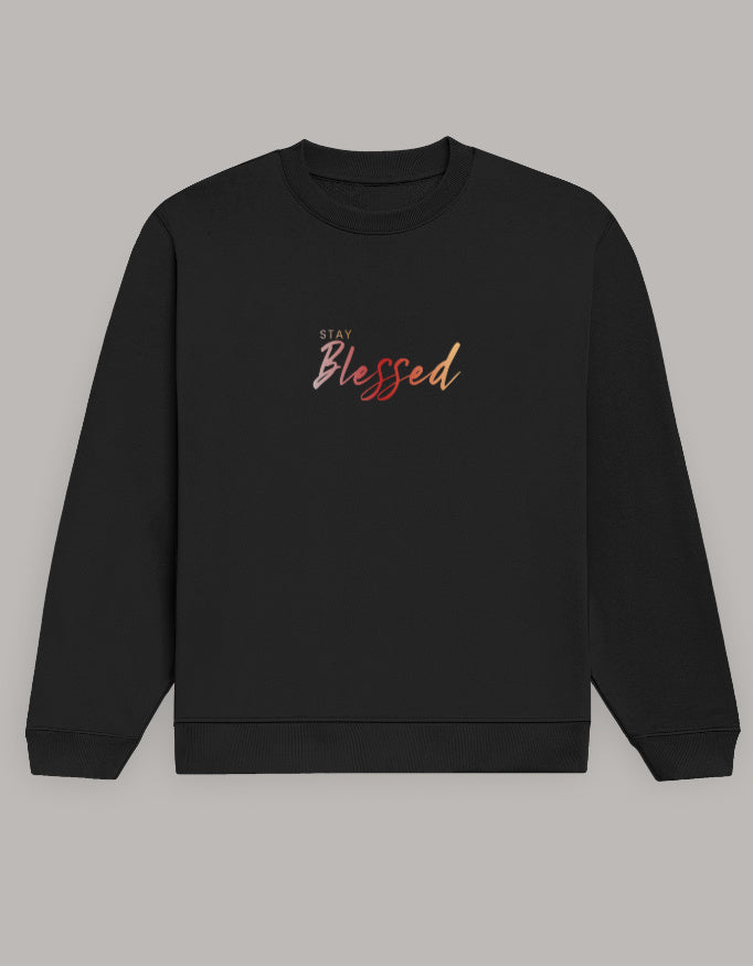 Blessed Vibes Sweatshirt sweatshirt regular fit cotton fabric heavyweight fabric detail view by HAViT Apparel