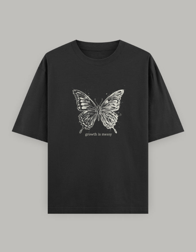 Transformation Statement Oversized Tee t-shirt oversized fit cotton fabric heavyweight fabric graphic print printed design detail view by HAViT Apparel