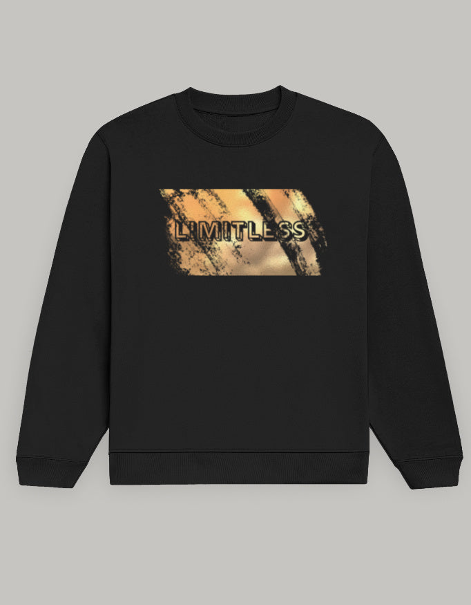 Limitless Graphic Women’s Sweatshirt – Brush Paint Edition sweatshirt regular fit cotton fabric heavyweight fabric printed design detail view by HAViT Apparel