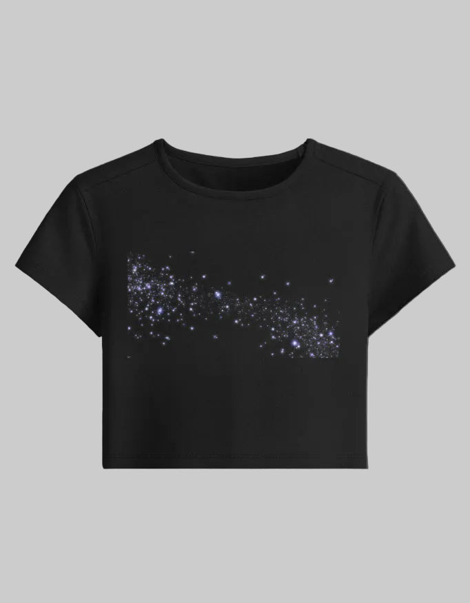 Dainty Star Cluster Baby Tee cotton fabric heavyweight fabric detail view by HAViT Apparel