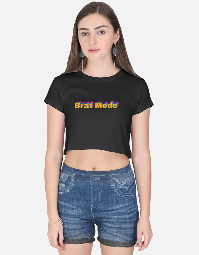 Minimal Brat Mode Crop Tee cotton fabric heavyweight fabric detail view by HAViT Apparel