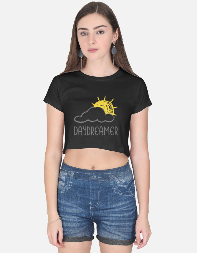Cloudy Daydream Crop Tee cotton fabric heavyweight fabric detail view by HAViT Apparel