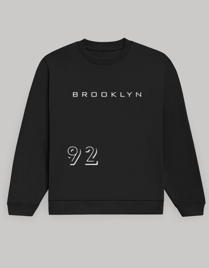 Brooklyn 92 Graphic Men’s Sweatshirt sweatshirt regular fit cotton fabric heavyweight fabric graphic print printed design detail view by HAViT Apparel