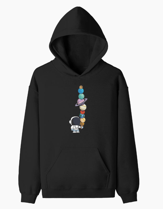 Cosmic Scoop- Pullover Hoodie sweatshirt regular fit cotton fabric heavyweight fabric detail view by HAViT Apparel