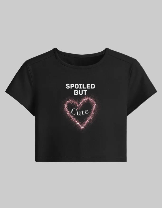 Spoiled But Cute Baby Tee cotton fabric heavyweight fabric detail view by HAViT Apparel