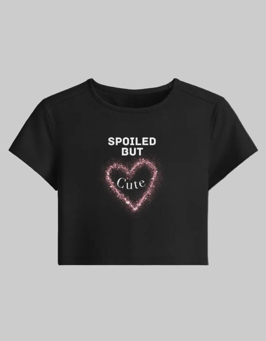 Spoiled But Cute Baby Tee cotton fabric heavyweight fabric detail view by HAViT Apparel