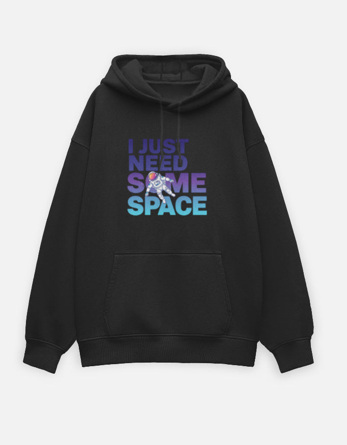 I Need Some Space- Oversized Hoodie hoodie oversized fit cotton fabric heavyweight fabric detail view by HAViT Apparel