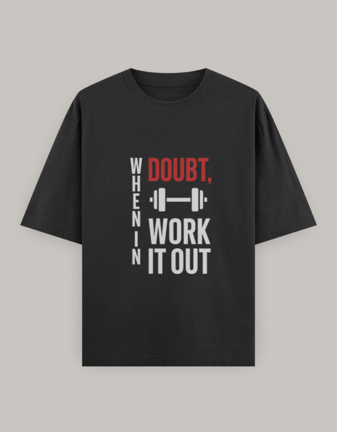 Work It Out Classic Oversized Fit t-shirt oversized fit detail view by HAViT Apparel