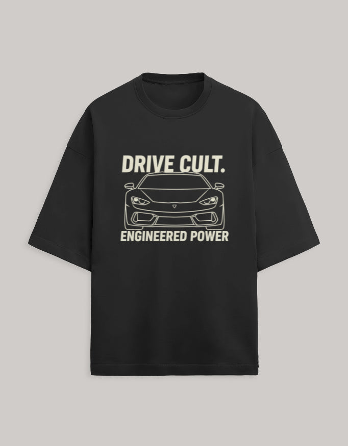 Drive Cult – Engineered Power Oversized Terry Tshirt oversized fit cotton fabric heavyweight fabric graphic print printed design detail view by HAViT Apparel