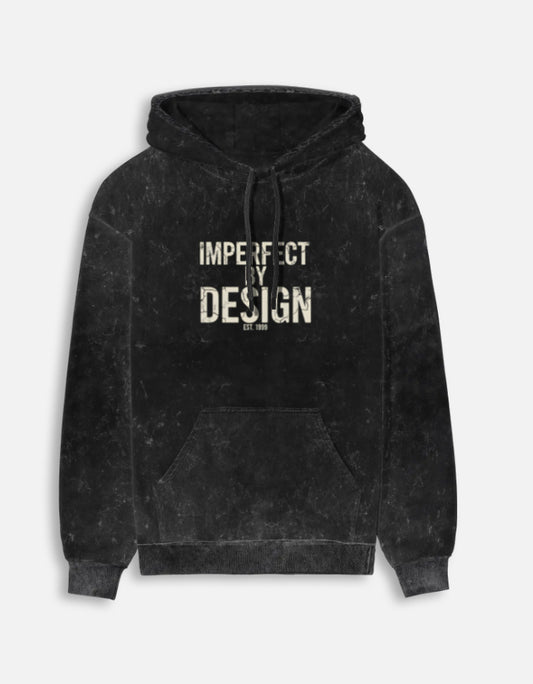 Imperfect By Design Acid Washed Hoodie oversized fit acid washed cotton fabric heavyweight fabric detail view by HAViT Apparel
