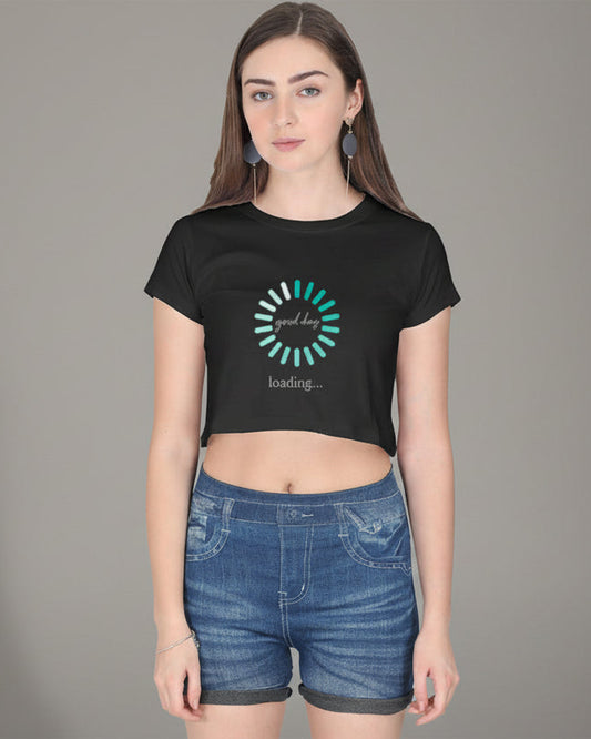 Loading a Good Day Crop Tee cotton fabric heavyweight fabric detail view by HAViT Apparel