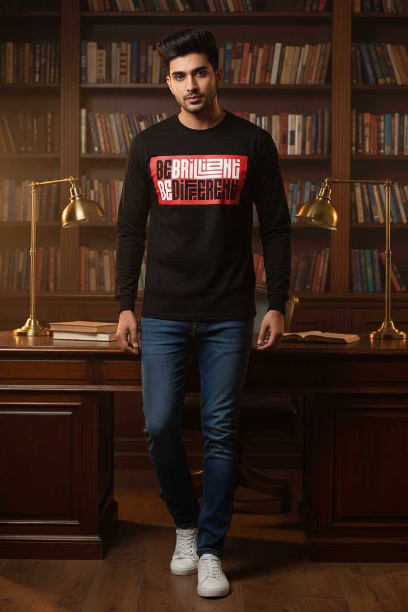 Be Brilliant Be Different Graphic Full Sleeve T-Shirt