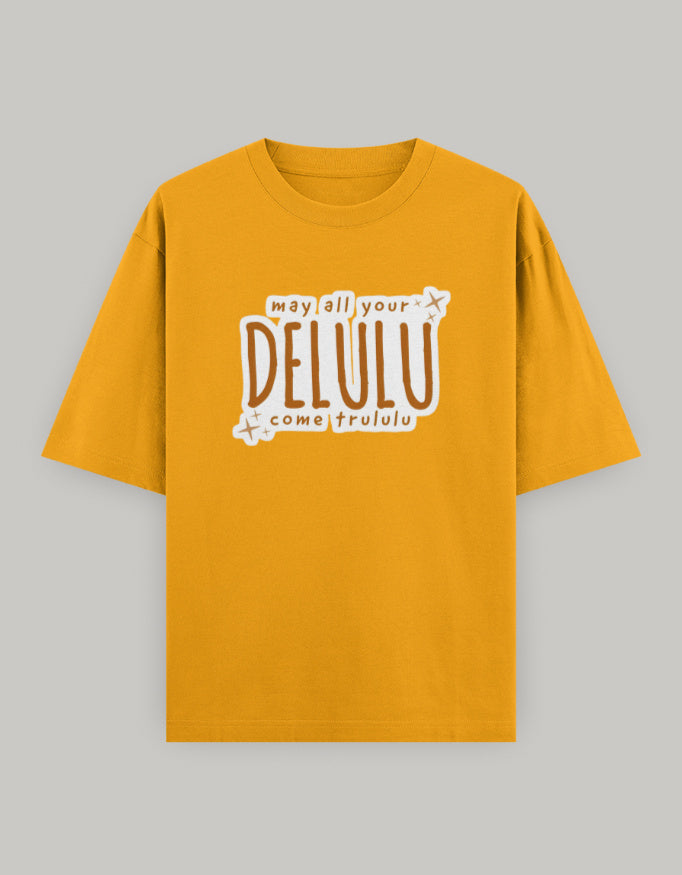 Delulu Manifestation Oversized Tee t-shirt oversized fit cotton fabric heavyweight fabric printed design detail view by HAViT Apparel