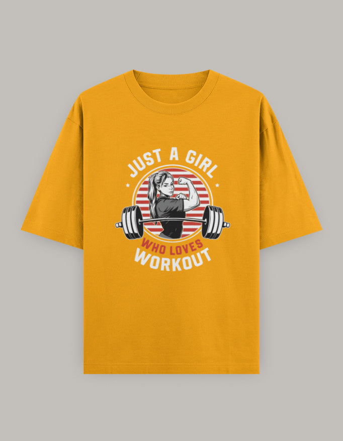 Girl Power Oversized Workout Tee t-shirt oversized fit detail view by HAViT Apparel