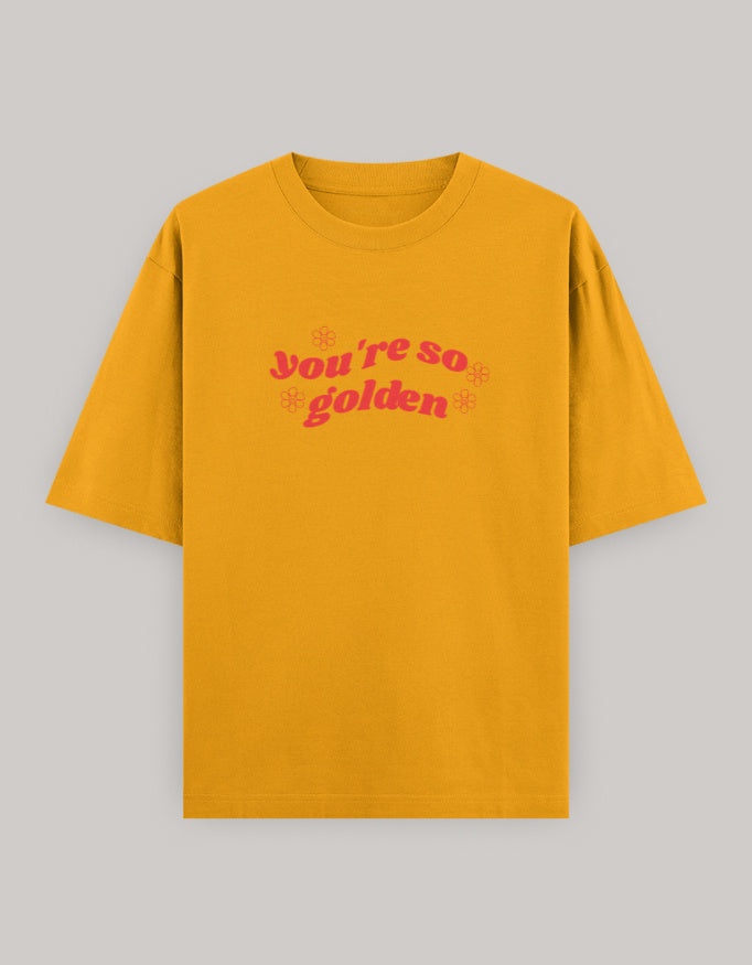 Golden Soul Oversized Women’s T-Shirt t-shirt oversized fit cotton fabric heavyweight fabric printed design detail view by HAViT Apparel