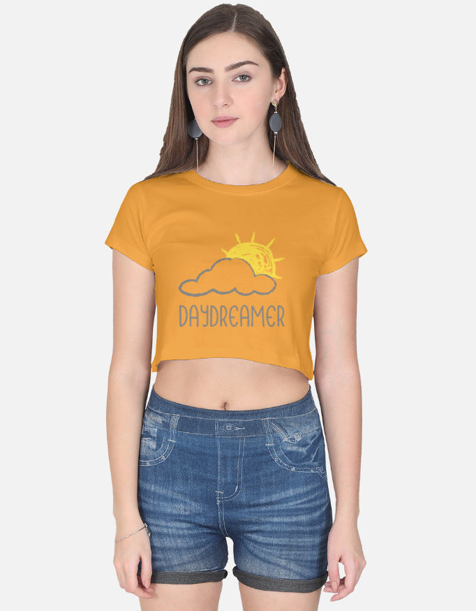 Cloudy Daydream Crop Tee cotton fabric heavyweight fabric detail view by HAViT Apparel