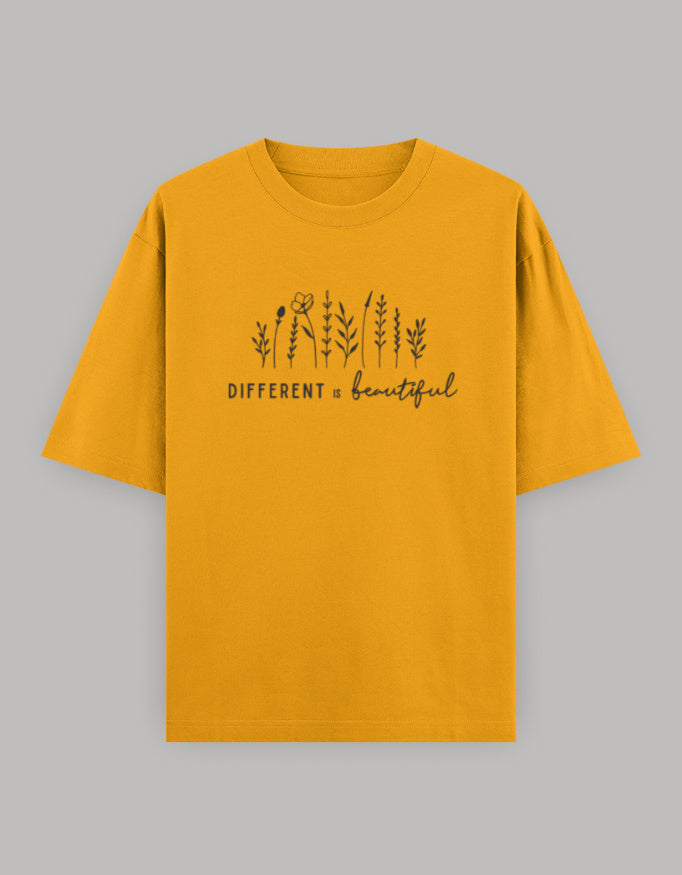Beautifully Different Statement Oversized Tee t-shirt oversized fit cotton fabric heavyweight fabric printed design detail view by HAViT Apparel