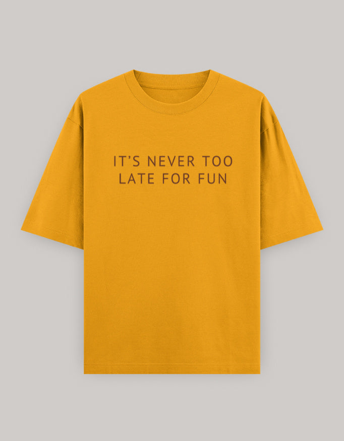 Never Too Late Oversized Statement Tee t-shirt oversized fit cotton fabric heavyweight fabric printed design detail view by HAViT Apparel